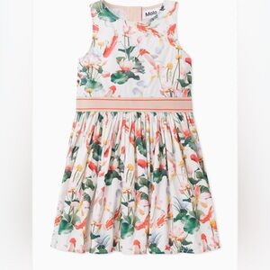 Molo Kids Dress with Floral Print - Cream and Green